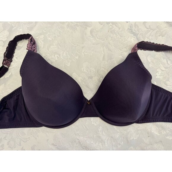 NATORI Size 38D Body Double With Lace Full Fit Bra Purple Underwire Cups 136001 - Picture 8 of 10